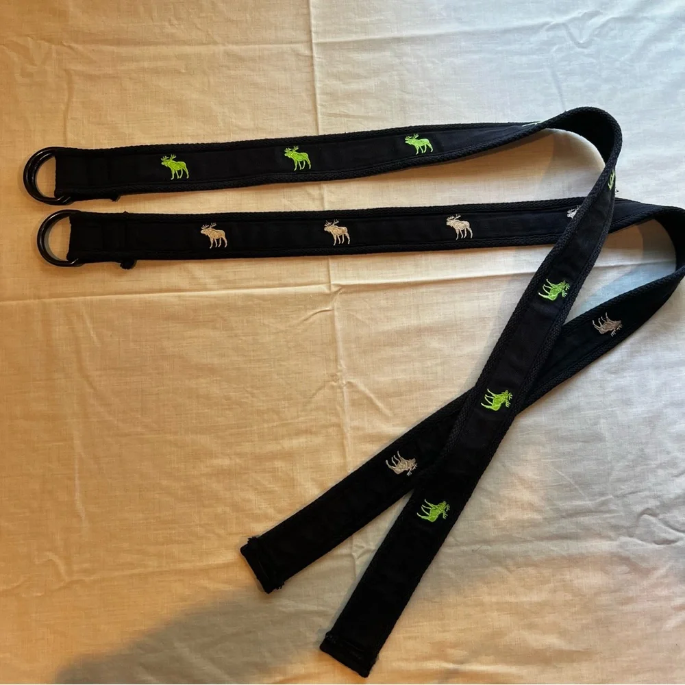 Navy Belts (2) with Green and White Embroidery